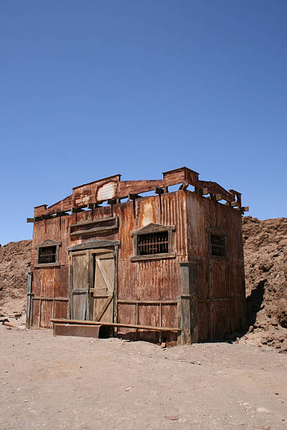 Rusty abandonned house at the Humberstone Ghost town stock photo
