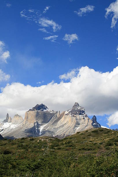 Torres del Paine in Chilean Patagonia - portrait stock photo