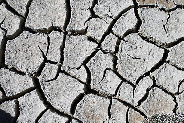 Very dry soil by an Altiplano lake in Northern Chile stock photo