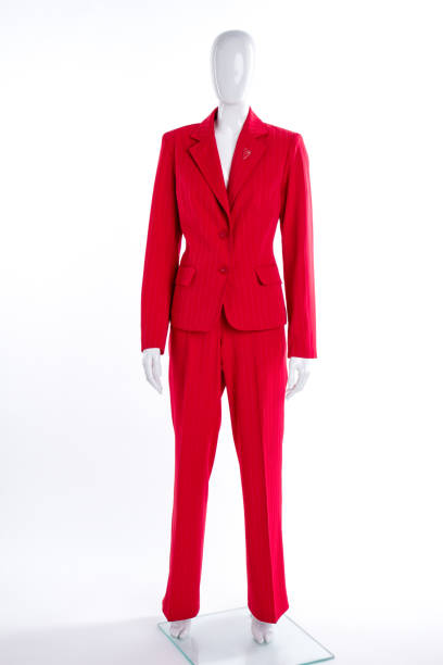 istock Red formal suit on female mannequin. 958575692