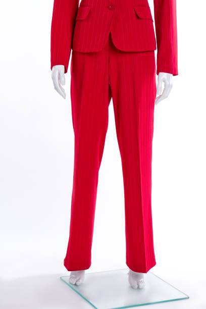 istock Red formal style trousers for women. 958575720
