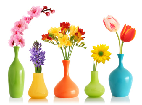 Flores de primavera en vasijas photo