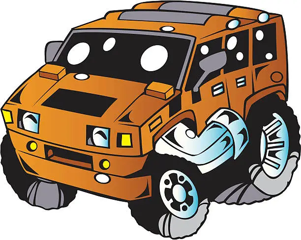 Vector illustration of Cartoon Hummer Type Vehicle