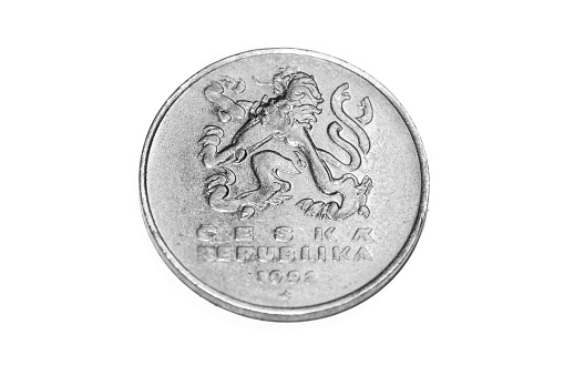 5 Czech koruna isolated on white background, back side