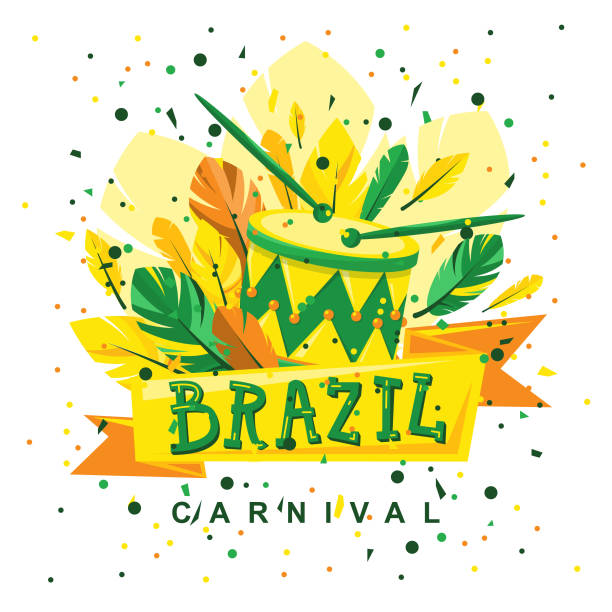 ilustrações, clipart, desenhos animados e ícones de instrumento musical tambores e maracas no carnaval brasileiro - carnaval brasil