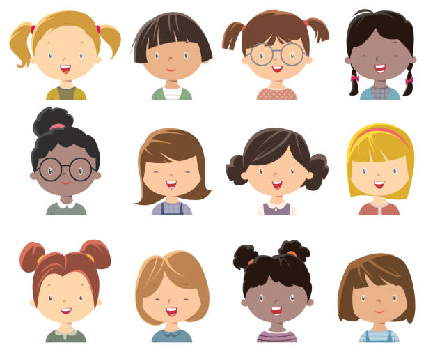 little girls face Vector little girls face girls illustrations stock illustrations