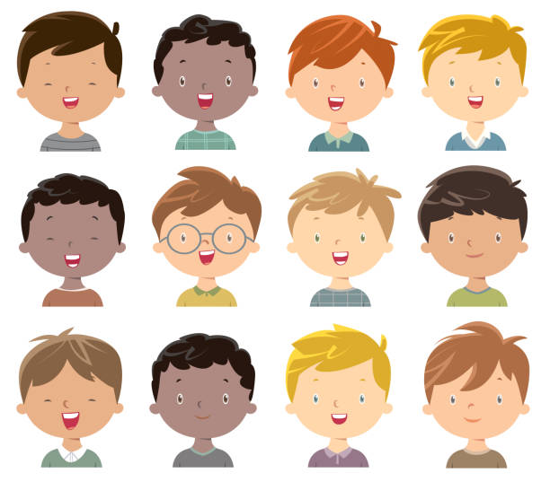маленькие мальчики лицо - child little boys people friendship stock illustrations