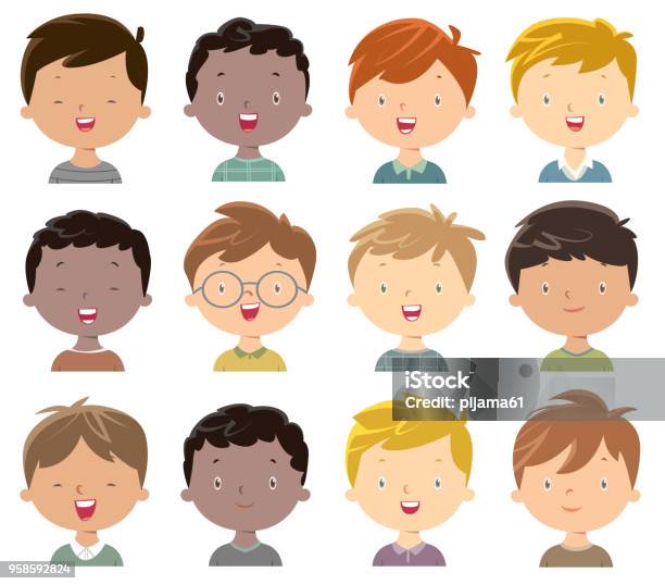 Little Boys Face Stock Illustration - Download Image Now - Boys, Blond Hair,  Males - iStock