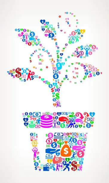 Vector illustration of Money Tree  Money Vector Icon Pattern