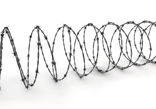 arame farpado - barbed wire wire isolated nobody - fotografias e filmes do acervo