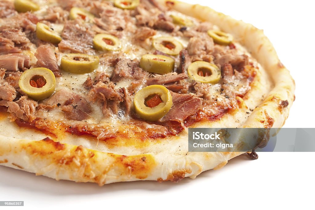 tuna and green olives pizza  Baked Stock Photo