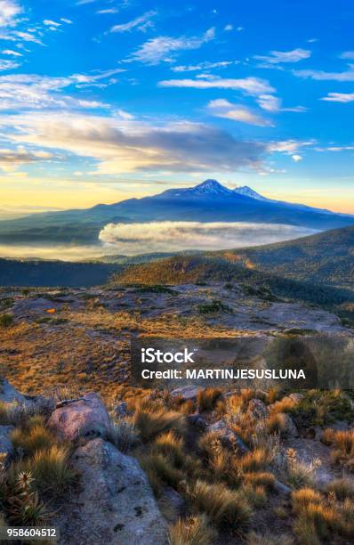 Volcanoes Iztaccihuatl And Popocatepetl Stock Photo - Download Image Now - Mexico, Mountain, Popocatepetl Volcano