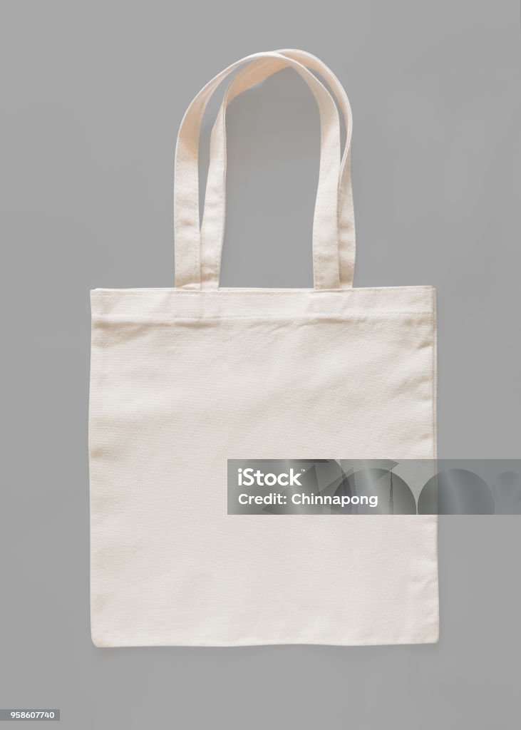 Tragetasche canvas Stoff Tuch Eco shopping Sack Mock-up leeren Vorlage isoliert auf grauem Hintergrund (Clipping-Pfad) - Lizenzfrei Wiederverwendbare Tasche Stock-Foto