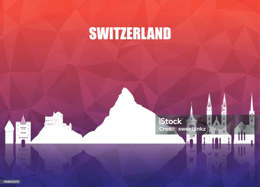 Switzerland Landmark Global Travel And Journey paper background. Vector Design Template.used for your advertisement, book, banner, template, travel business or presentation. Infographic stock vector