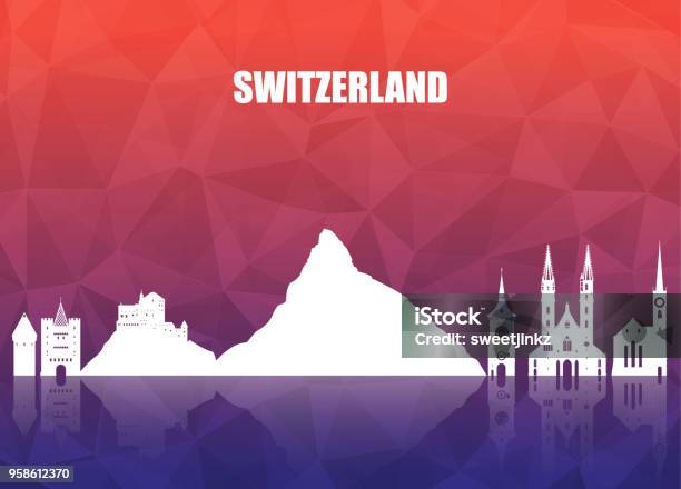 Switzerland Landmark Global Travel And Journey Paper Background Vector Design Templateused For Your Advertisement Book Banner Template Travel Business Or Presentation Stock Illustration - Download Image Now