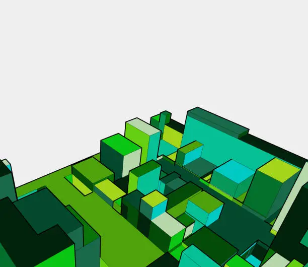 Vector illustration of 3D green architecture model