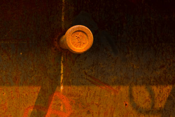 Rusty Orange Steel Rod and Plate in Sun Light stock photo