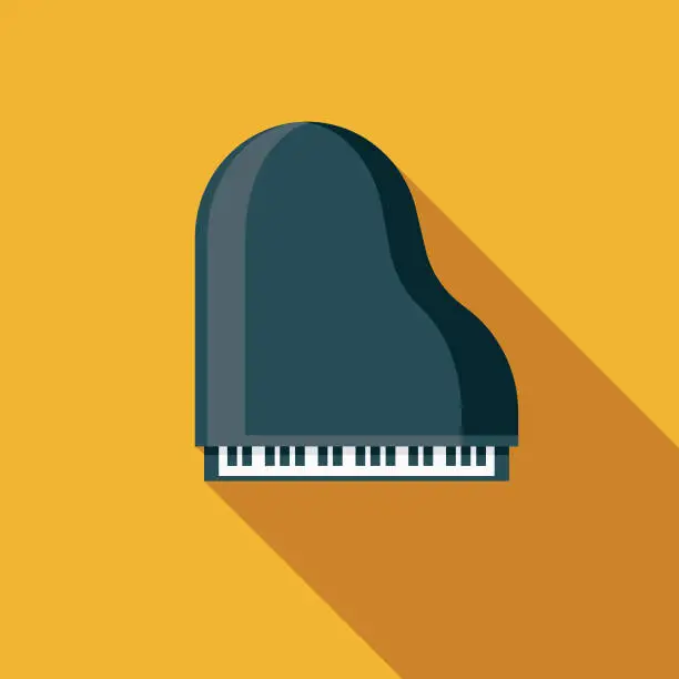 Vector illustration of Concert Flat Design Arts Icon with Side Shadow