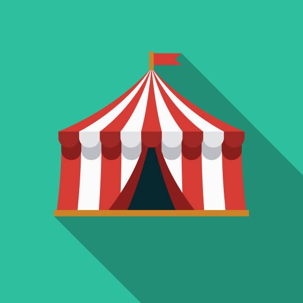 텐트 쪽 그림자와 평면 디자인 예술 아이콘 - circus tent 이미지 stock illustrations
