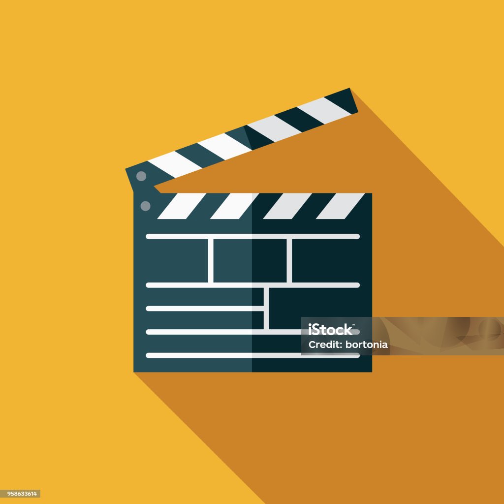 Movies Flat Design Arts Icon with Side Shadow A colored flat design fine arts icon with a long side shadow. Color swatches are global so it’s easy to edit and change the colors. Movie stock vector