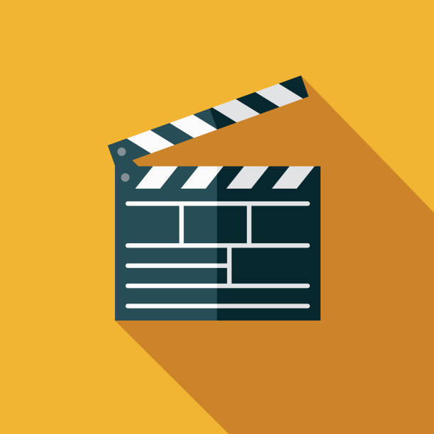 Movies Flat Design Arts Icon with Side Shadow A colored flat design fine arts icon with a long side shadow. Color swatches are global so it’s easy to edit and change the colors. clapboard stock illustrations