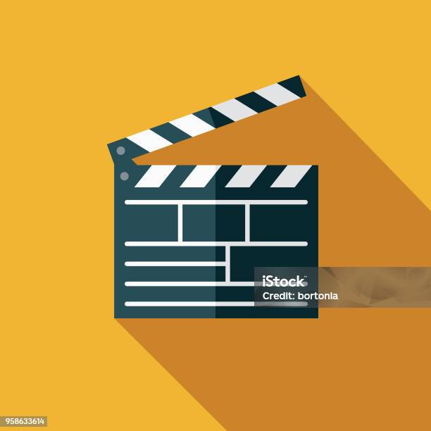 Movies Flat Design Arts Icon With Side Shadow Stock Illustration - Download Image Now - Movie, Movie Theater, Film Slate