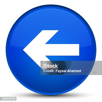 istock Back arrow icon special blue round button 958633918