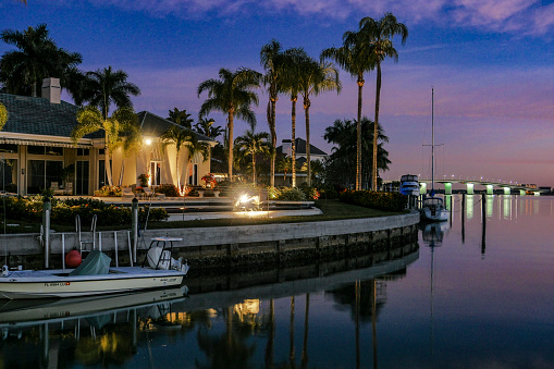 Sarasota, Florida May 13, 2018 Mansions on the Sarasota waterfront.
