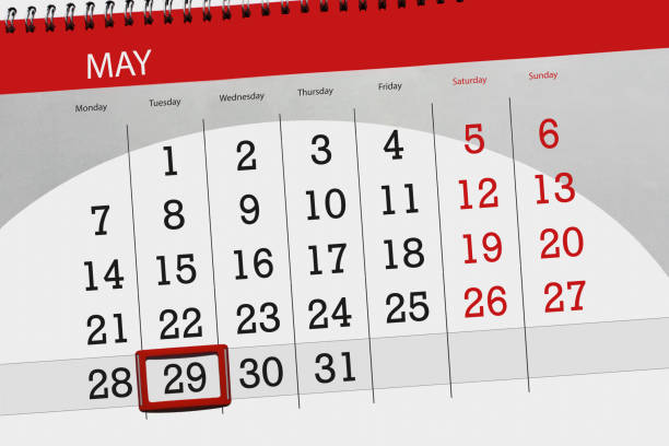istock Calendar, day, month, business, concept, diary, deadline, planner, state holiday, table, color illustration, 2018, may 29 958644244