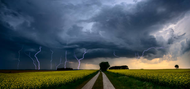 approaching storm over a country road