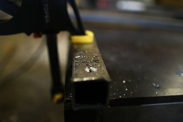 istock Close up drilled hole on metall construction 958648064