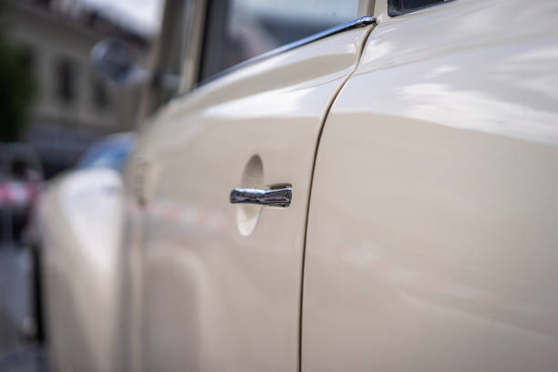 istock Retro automobile exterior scene. Old vehicle. 958649954