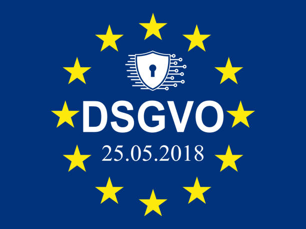 istock General Data Protection Regulation, EU flag. In german: Datenschutz Grundverordnung (DSGVO) – stock vector 958652058