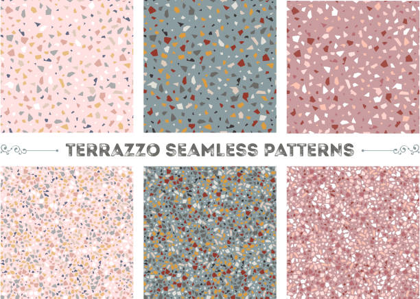 ilustrações de stock, clip art, desenhos animados e ícones de terrazzo seamless patterns - granite stone backgrounds vector