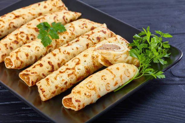 istock chicken pate stuffed Crepes on plate 958657412