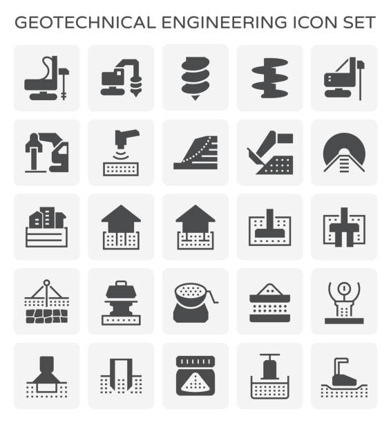 illustrazioni stock, clip art, cartoni animati e icone di tendenza di icona di ingegneria geotecnica - trapani