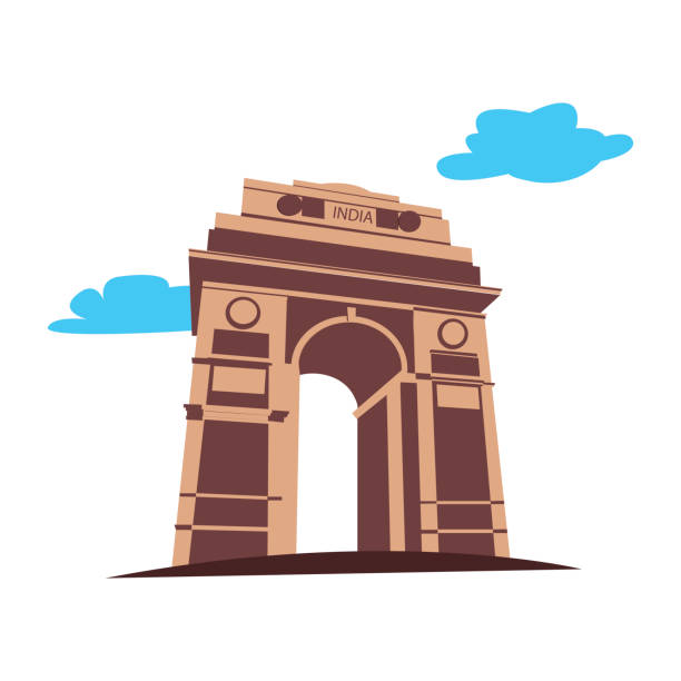ilustrações, clipart, desenhos animados e ícones de india gate ilustração memorial de guerra, nova deli, índia - ilustração - rajpath