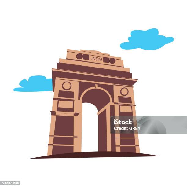 India Gate Illustration War Memorial New Delhi India Illustration Stock  Illustration - Download Image Now - iStock