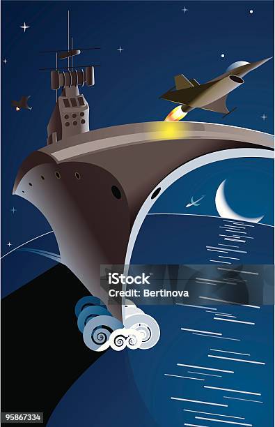 Vettore Notte - Immagini vettoriali stock e altre immagini di Portaerei - Portaerei, Illustrazione, Aeroplano