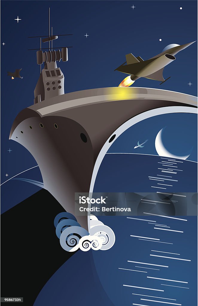 夜のキャリア - 航空母艦のロイヤリティフリーベクトルアート
