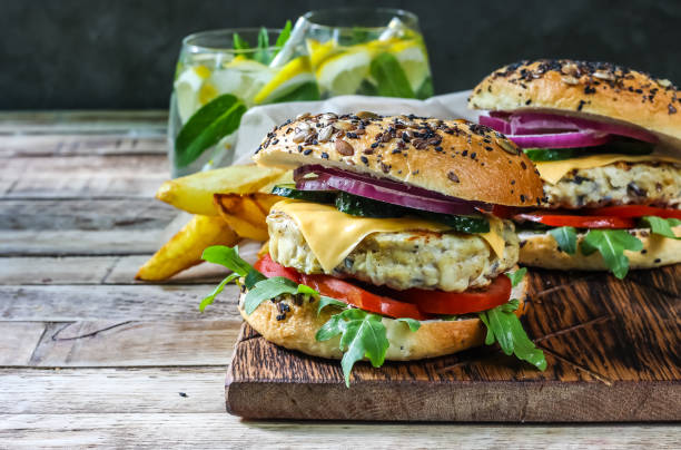 istock Homemade chicken burger 958673588