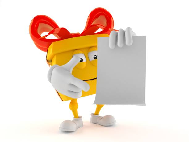 istock Gift character holding blank sheet of paper 958676806