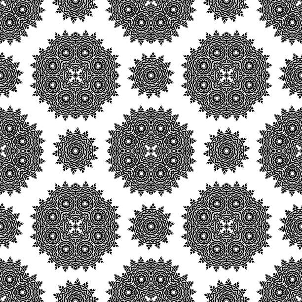 Modèle de Mandala blanc noir sans soudure Vector - Illustration vectorielle