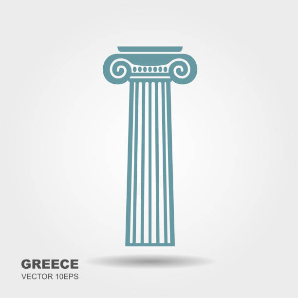 Greek classical column Greek classical column. Ionian style. Flat vector icon ionic stock illustrations