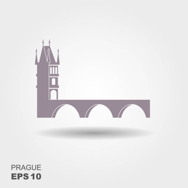 иллюстрация карлова моста, прага - prague czech republic charles bridge famous place stock illustrations