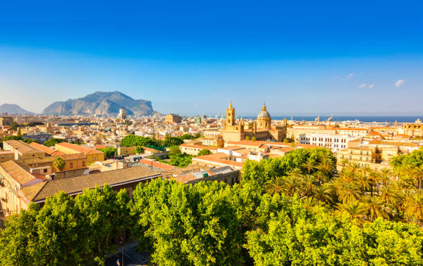 Palermo Panoramic view of Palermo, Sicily. Photo taken with drone. palermo sicily photos stock pictures, royalty-free photos & images