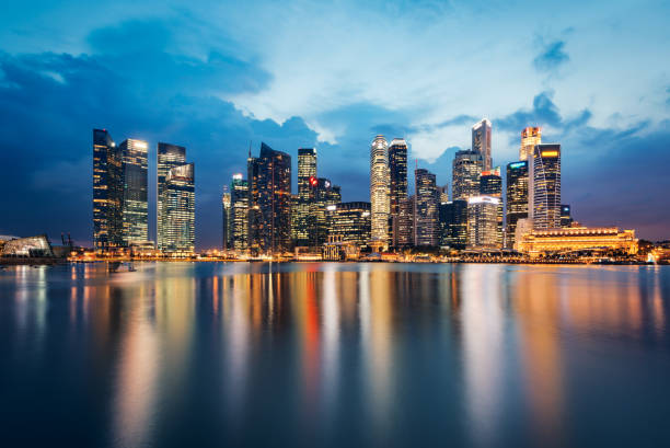 istock Panoramic view of Singapore skyline at dusk 958689028