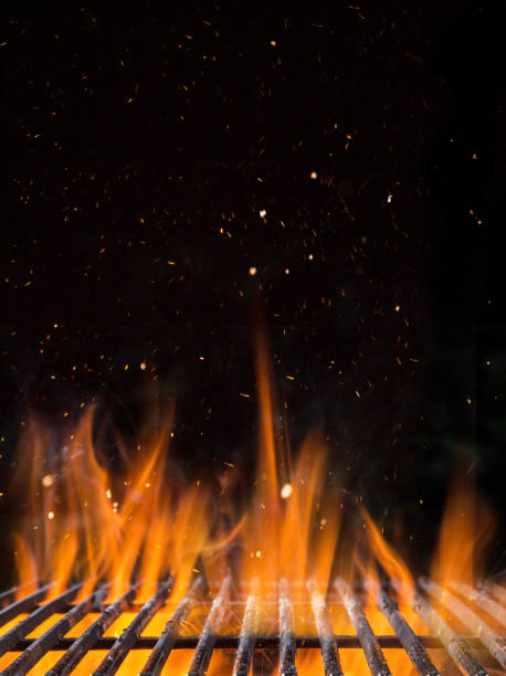 istock Empty flaming charcoal grill with open fire 958693130