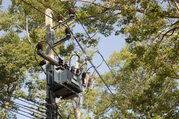 Photo of High-voltage electric substation.