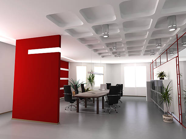 the modern office interior design (3d render)